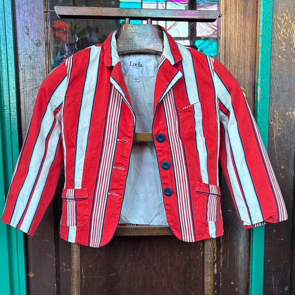 Lulu Women's Red and White Striped Blazer
